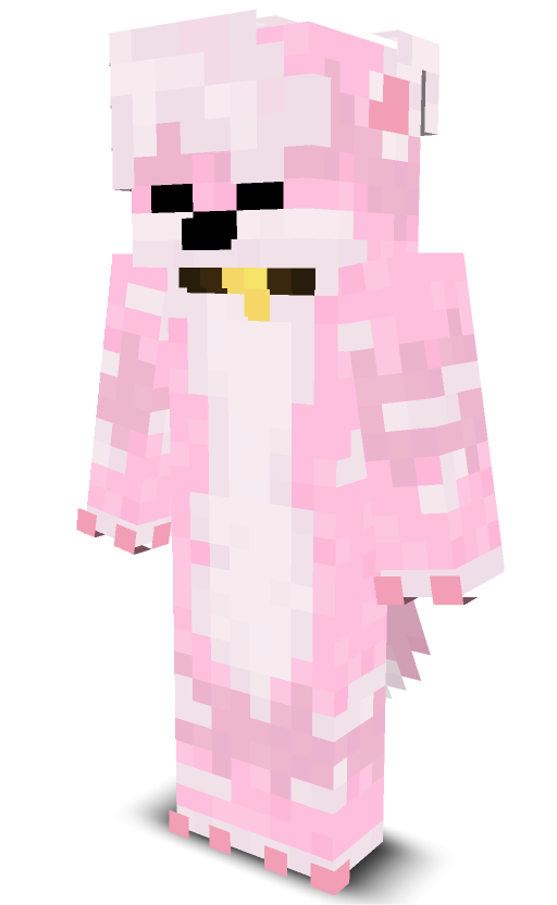 a pink fox with a tail