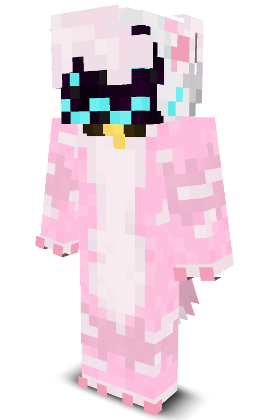 a pink fox with a protogen visor and a tail