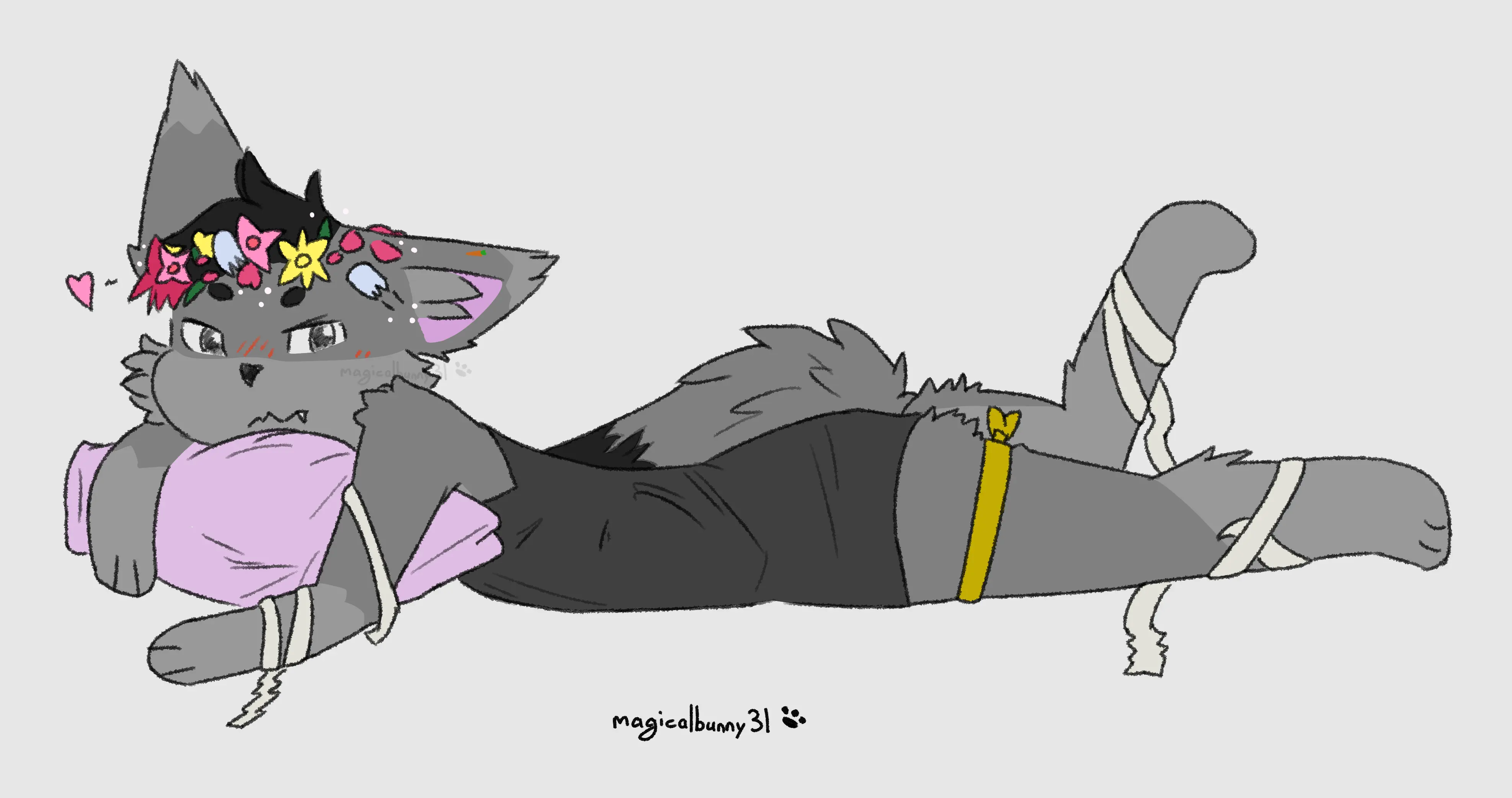 a seductive fox-wolf laying down