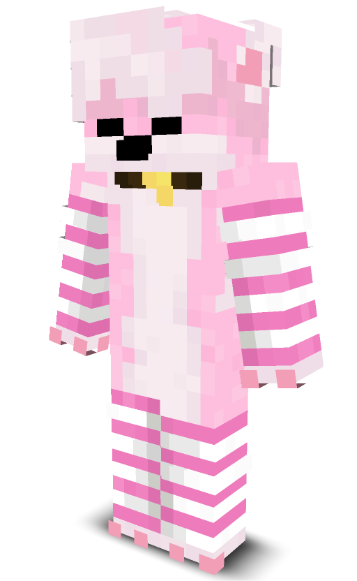 a pink fox in pink thigh highs and arm warmers