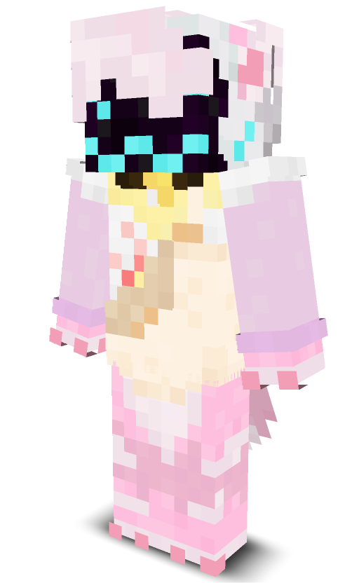 a pink fox with a protogen visor in a onesie