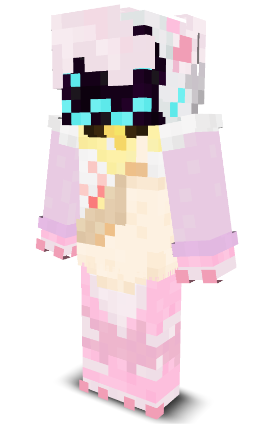 a pink fox with a protogen visor in a onesie